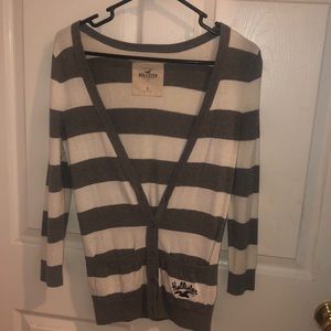 Hollister Gray & White Cardigan